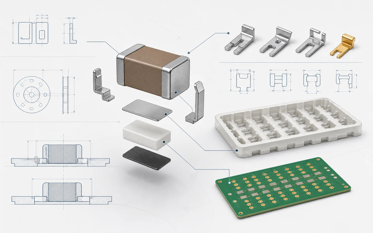 Engineering drawing illustration for precision electronic components